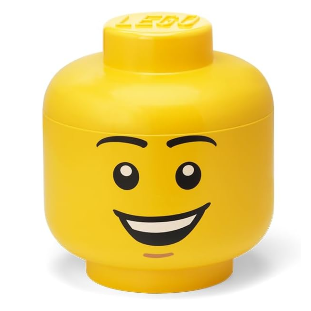Cabeza de chico para almacenamiento LEGO® pequeña (Chico Feliz)