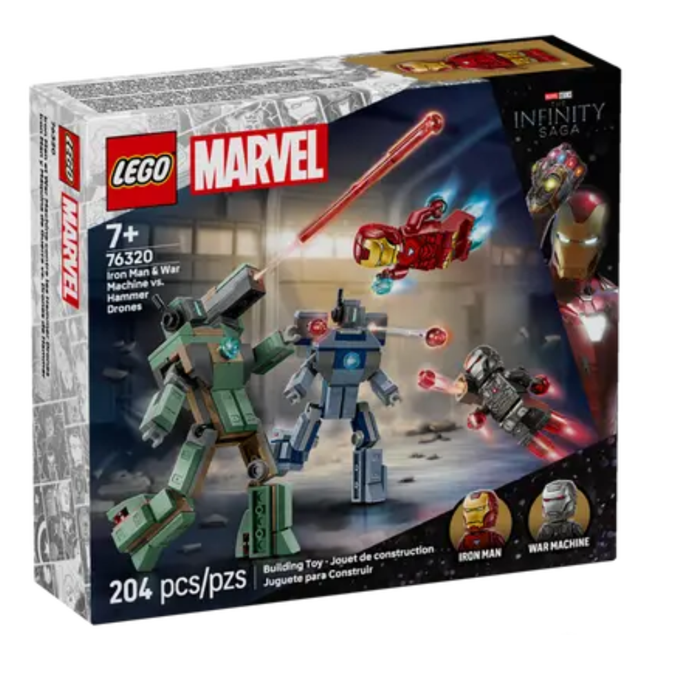 Iron Man y Máquina de Guerra vs. Drones de Hammer