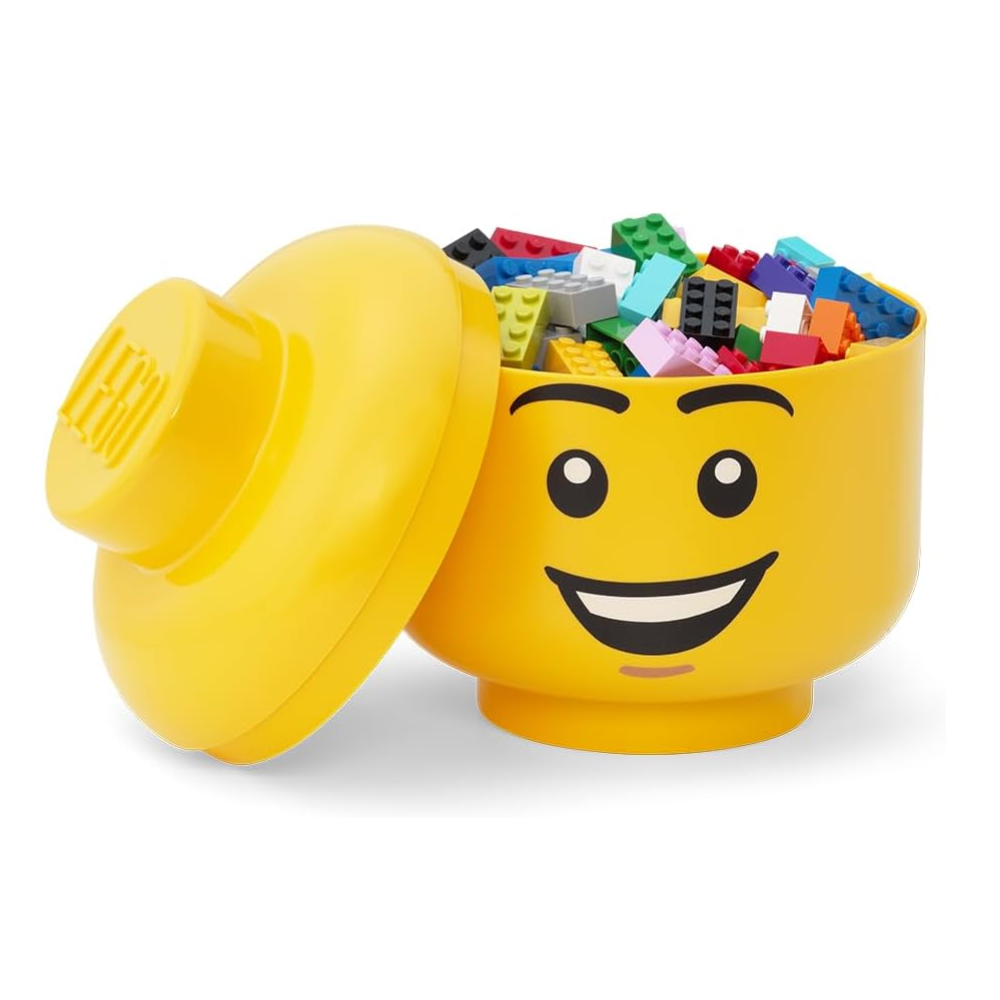 Cabeza de chico para almacenamiento LEGO® pequeña (Chico Feliz)