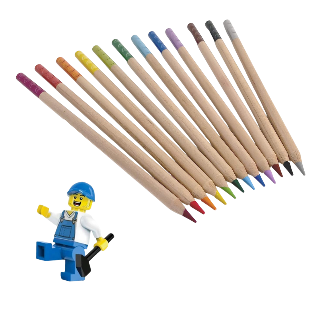 Paquete de 12 Lápices de Colores, Incluye Minifigura