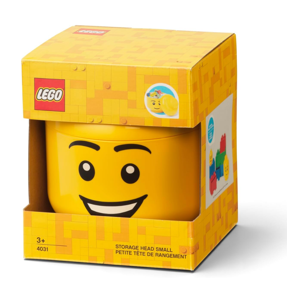 Cabeza de chico para almacenamiento LEGO® pequeña (Chico Feliz)