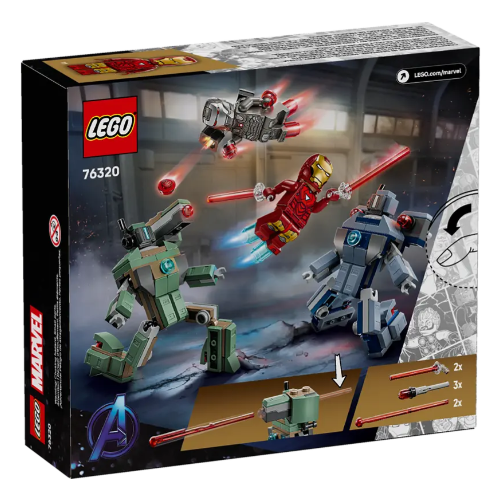 Iron Man y Máquina de Guerra vs. Drones de Hammer