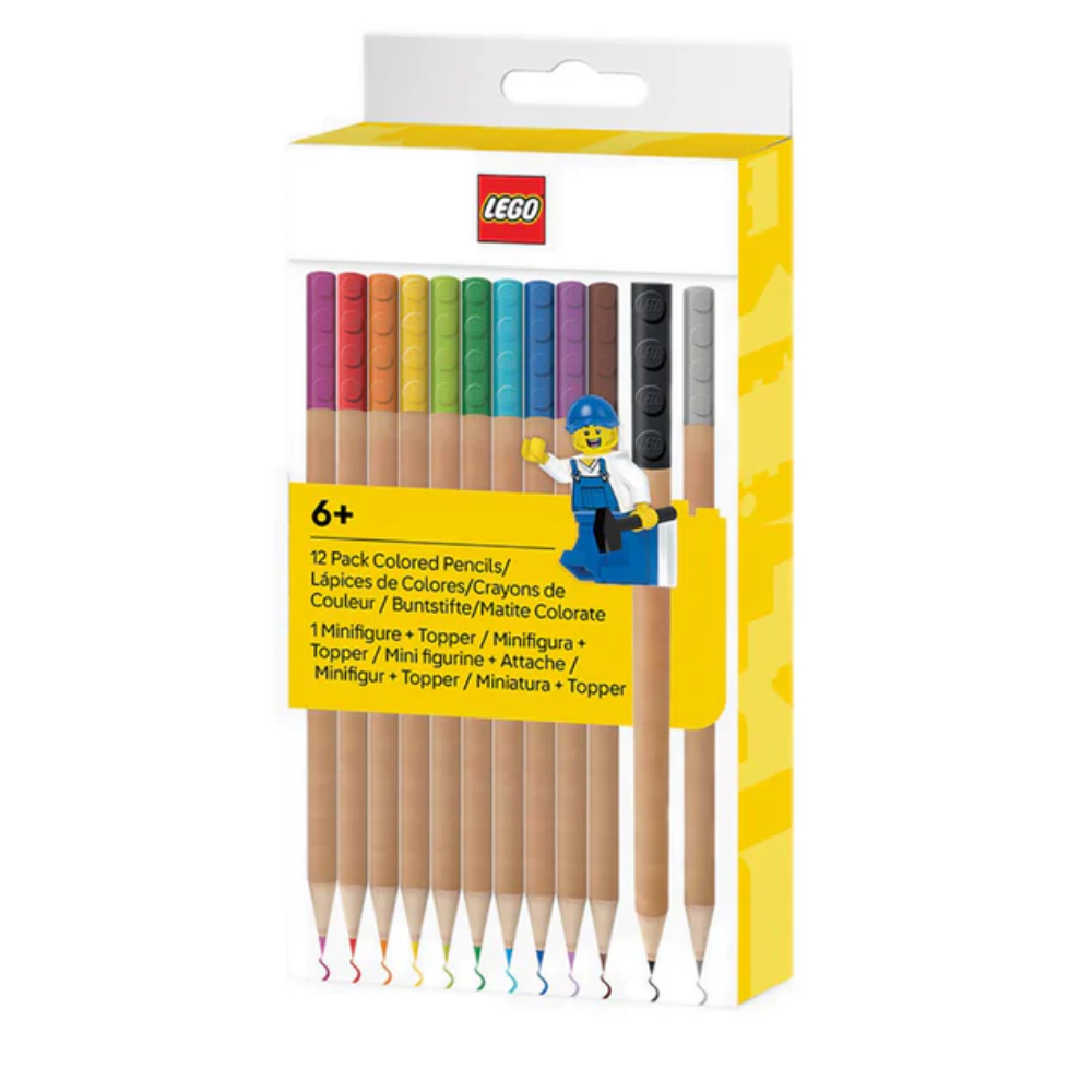 Paquete de 12 Lápices de Colores, Incluye Minifigura