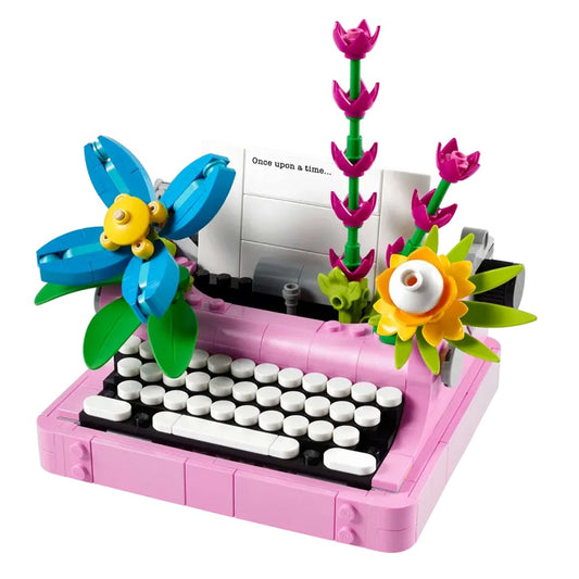 Máquina de Escribir con Flores